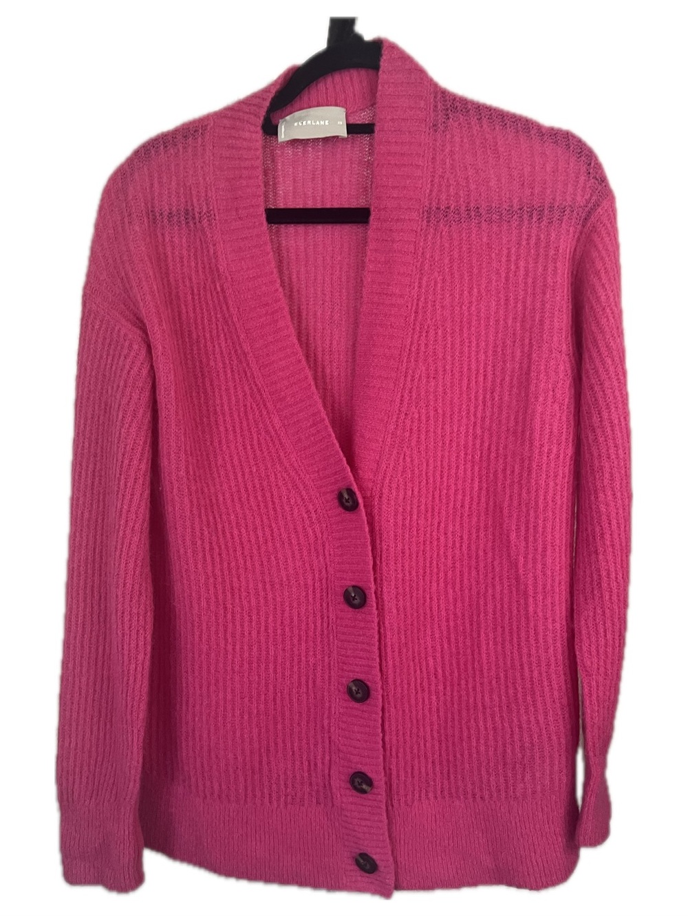 Everlane Candy Pink Oversize Alpaca Blend Button Cardigan